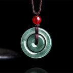 Fortune Jewel Green Jade Double Peace Buckle Abundance Necklace Pendant