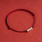 Fortune Jewel 925 Sterling Silver Three Beads Protection String Bracelet Anklet