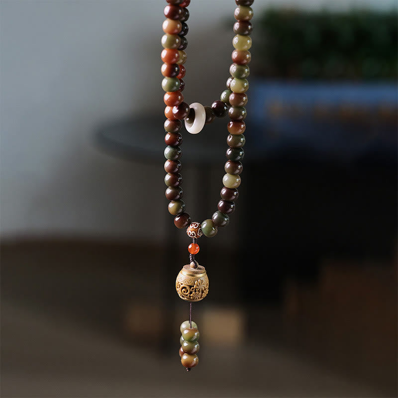 Fortune Jewel 108 Mala Beads Dunhuang Color Bodhi Seed Dzi Bead Keep Away Evil Spirits Bracelet