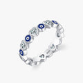 Fortune Jewel 925 Sterling Silver Evil Eye Love Heart Zircon Blessing Ring