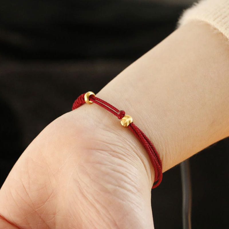 Fortune Jewel Alloy Peace Buckle Luck Red String Bracelet