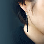 Fortune Jewel 925 Sterling Silver Ebony Wood Texture Balance Peace Drop Dangle Earrings