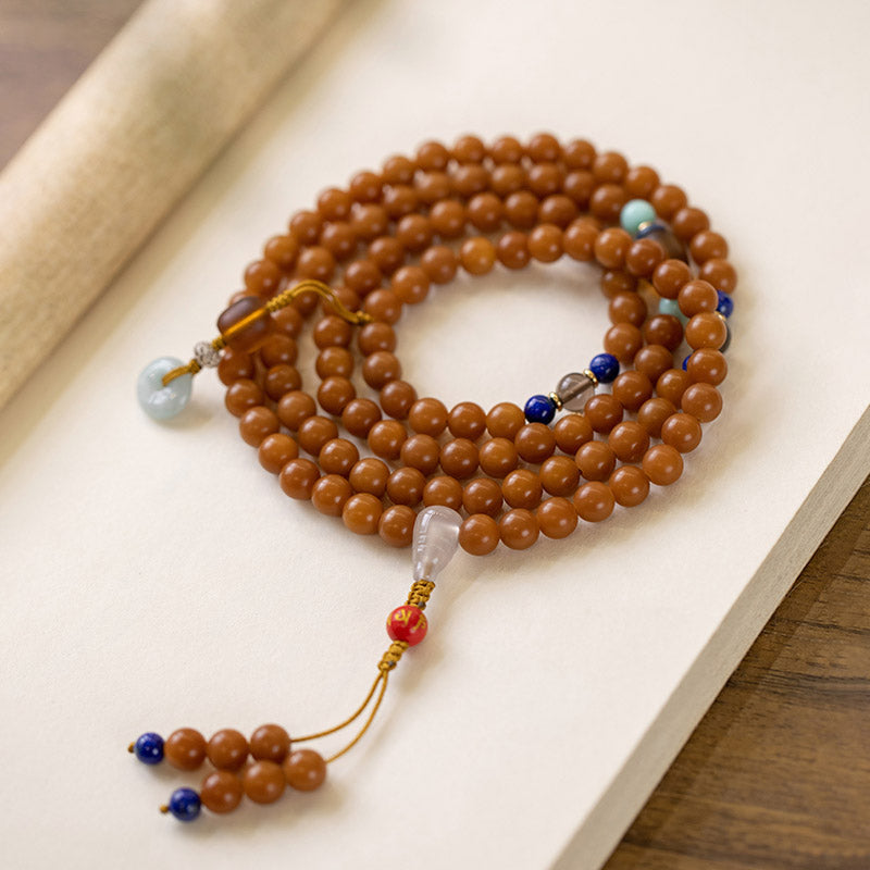 Fortune Jewel 108 Beads Bodhi Seed Blessing Meditation Bracelet Mala