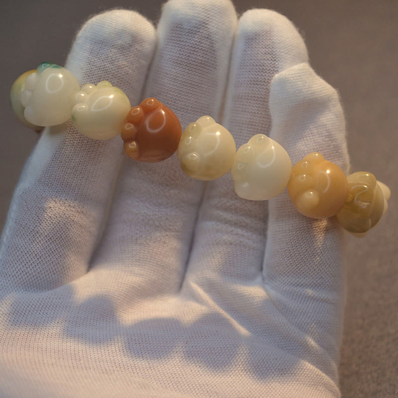 Fortune Jewel Multilayered Bodhi Seed Cute Cat Paw Calm Harmony Bracelet