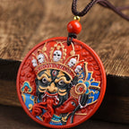 Fortune Jewel Zakiram Goddess of Wealth Painted Cinnabar Blessing Necklace Pendant