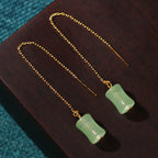 Fortune Jewel Jade Bamboo Pattern Luck Drop Earrings
