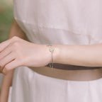Fortune Jewel Leaf Pattern Cat Eye Support Cuff Bracelet Bangle