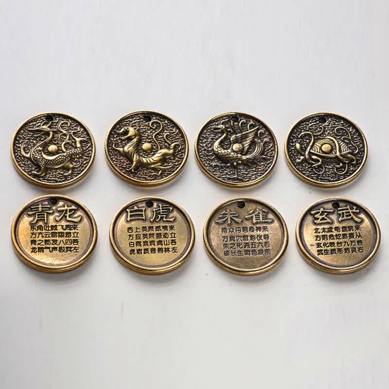 Fortune Jewel Four Symbols Azure Dragon White Tiger Vermilion Bird Black Tortoise Key Chain Fortune Jewel