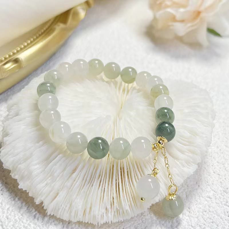 Fortune Jewel Natural Gradient Jade Abundance Luck Bead Charm Bracelet