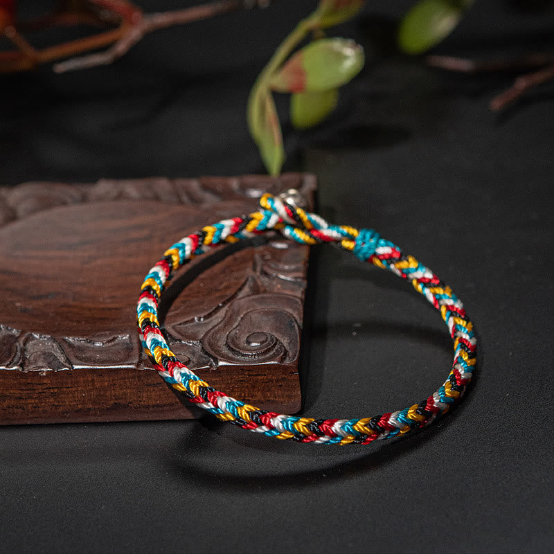 Fortune Jewel Tibet Handmade Five Color Thread Protection Braid String Bracelet