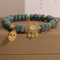 Fortune Jewel Natural Jade Chinese Lock Charm Peace Luck Abundance Bracelet
