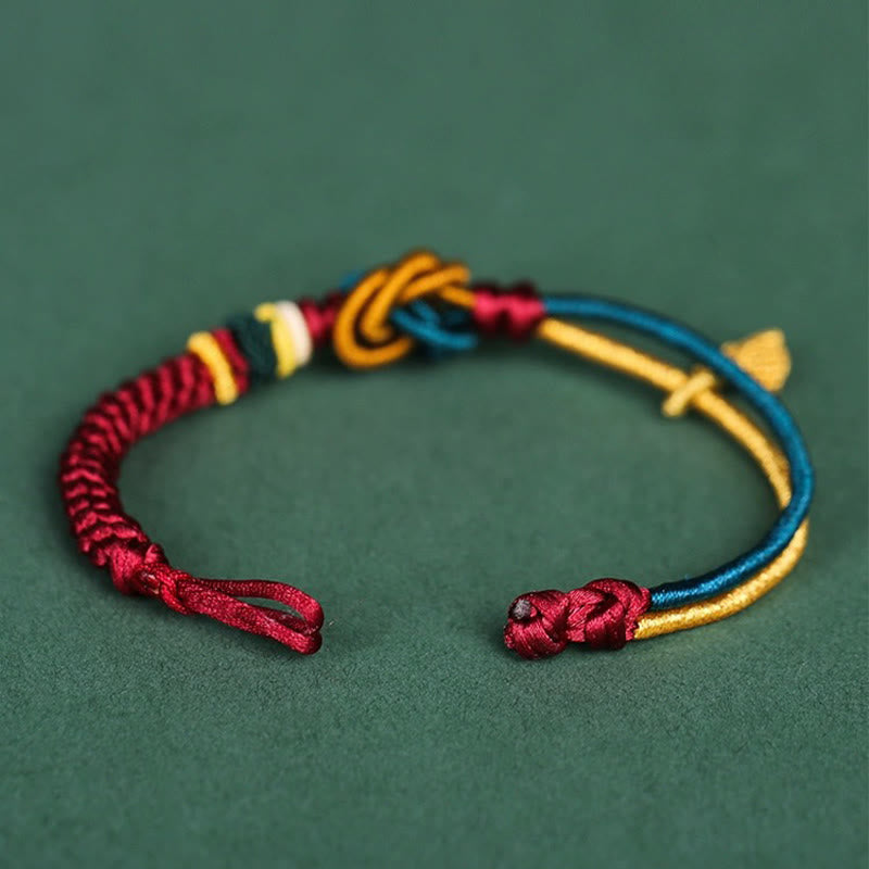 Fortune Jewel Tibetan Handmade Mandala Knot Leaf Luck Rope Bracelet
