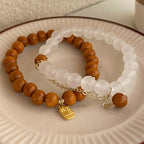 Fortune Jewel Sandalwood Cat's Eye Fu Character Charm Protection Bracelet