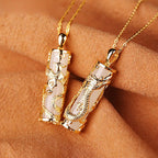 Fortune Jewel Jade Dragon Phoenix Copper Blessing Harmony Necklace Pendant Fortune Jewel