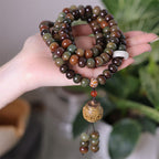 Fortune Jewel 108 Mala Beads Dunhuang Color Bodhi Seed Dzi Bead Keep Away Evil Spirits Bracelet