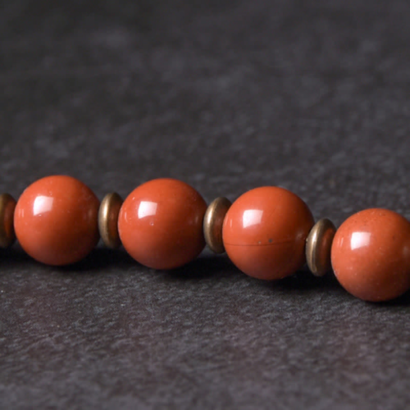 Fortune Jewel Red Jasper Moss Agate Black Obsidian Crystal Copper Peace Couple Bracelet
