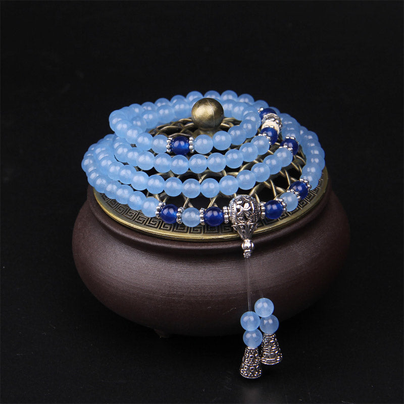 Fortune Jewel 108 Beads Blue Crystal Healing Bracelet Mala