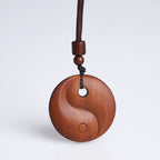 Fortune Jewel Lightning Struck Jujube Wood Yin Yang Luck Protection Necklace Pendant Fortune Jewel