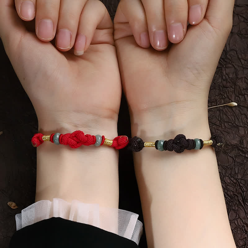 Fortune Jewel Red String Jade Luck Fortune Knot Braided Couple Bracelet