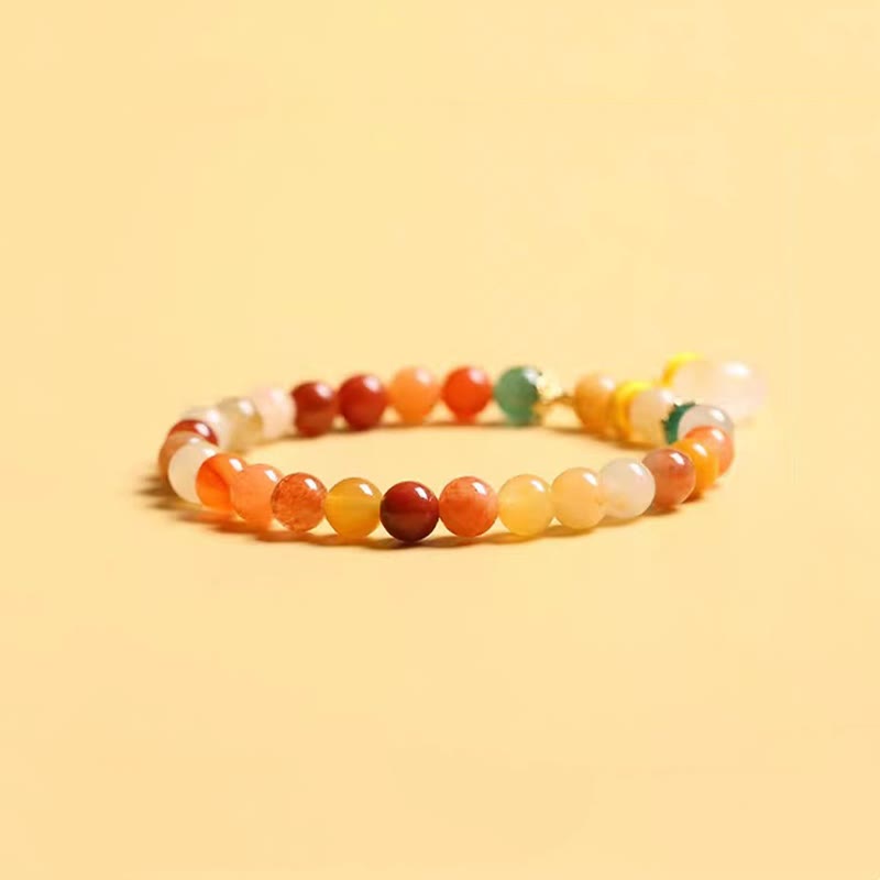 Fortune Jewel 14K Gold Plated Colorful Golden Silk Jade Peace Buckle Wealth Bracelet