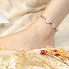 Fortune Jewel The Flower of Love Pink Crystal Soothing Anklet
