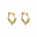 Fortune Jewel Round Lotus Flower Pattern Luck Hoop Earrings