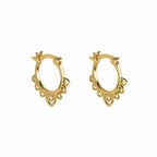 Fortune Jewel Round Lotus Flower Pattern Luck Hoop Earrings