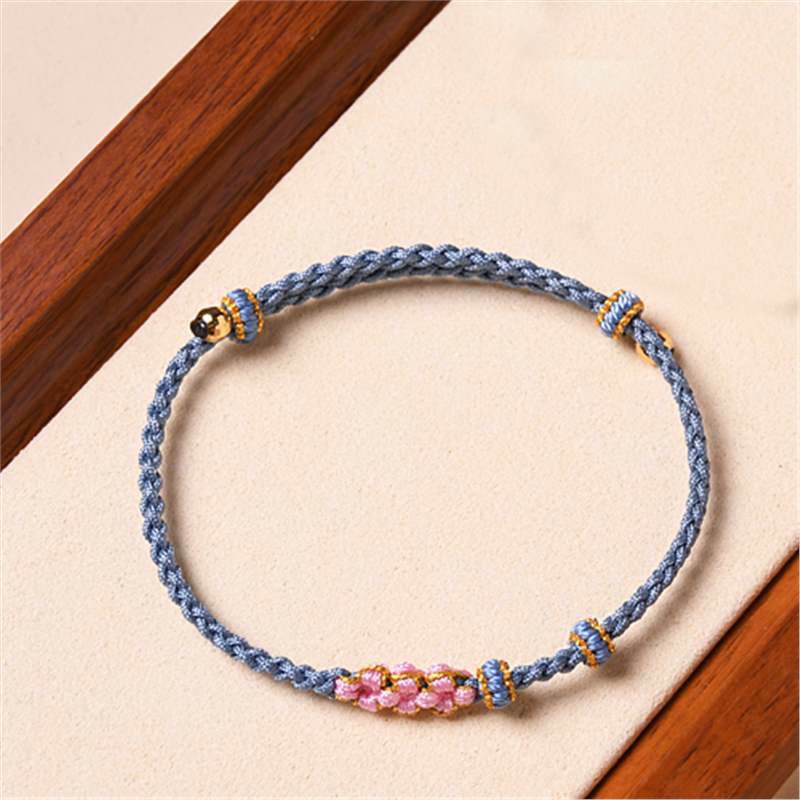 Fortune Jewel Handmade Peach Blossom Protection Braided Rope Bracelet