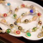 Fortune Jewel Tibetan Five God Of Wealth Fortune Liuli Glass Bead Incense Ash Porcelain Bead Charm Bracelet