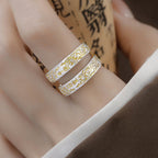Fortune Jewel Peace and Joy Tang Dynasty Flower Design Lotus Heart Sutra Carved Copper Luck Adjustable Ring