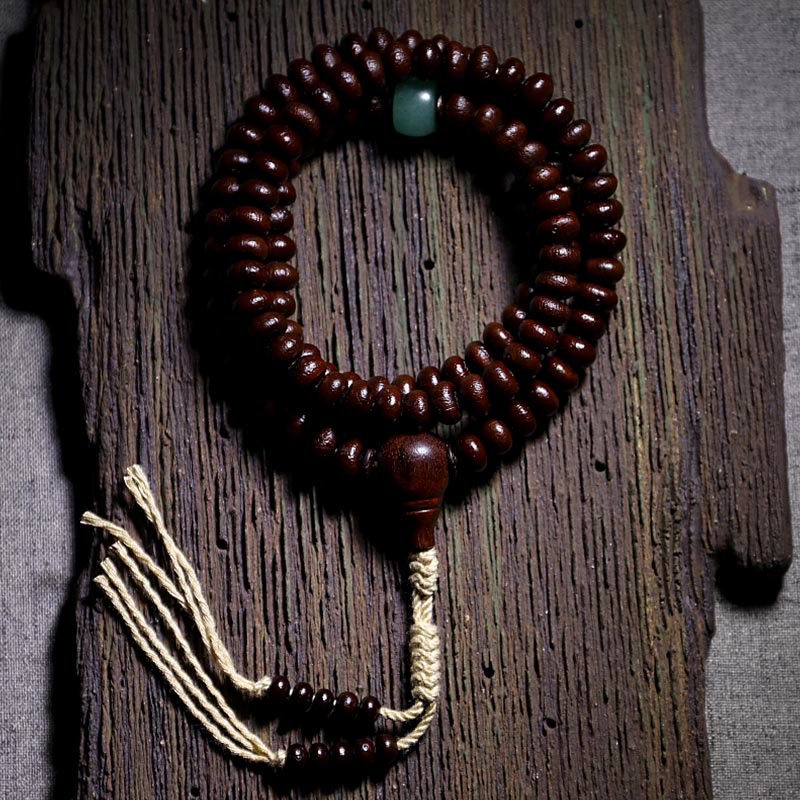 Fortune Jewel Natural Tibet 108 Mala Beads Purple Bodhi Seed Three-eyed Dzi Bead Copper Dorje Harmony Bracelet