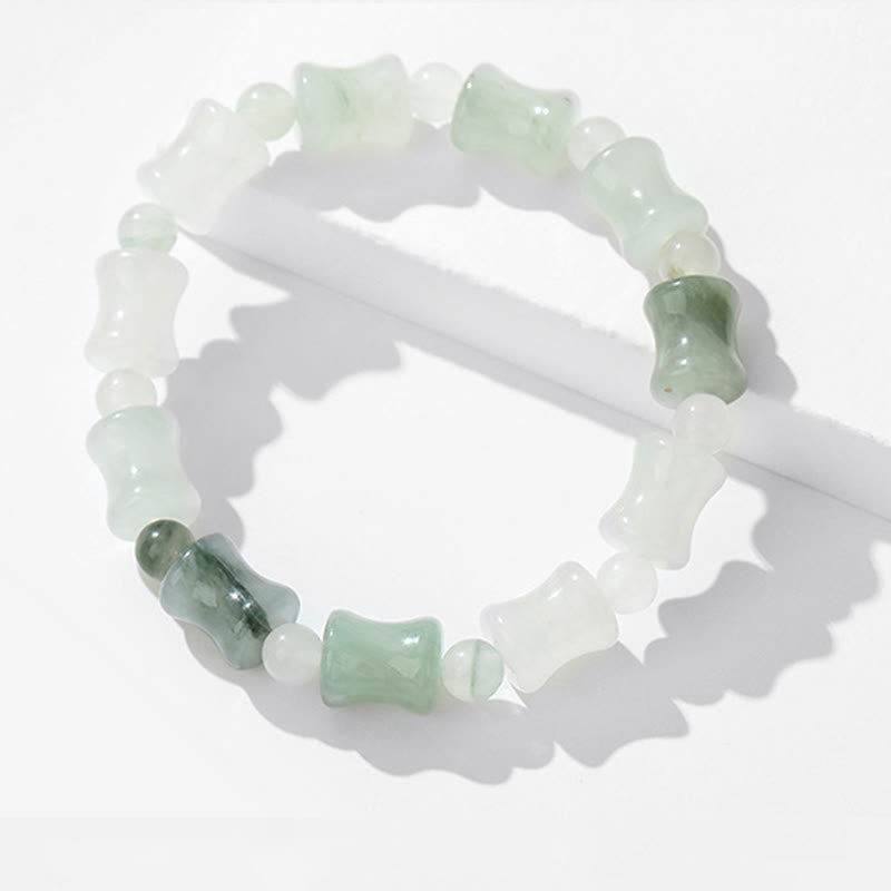 Fortune Jewel Jade Coconut Shell Bamboo Pattern Abundance Luck Bracelet