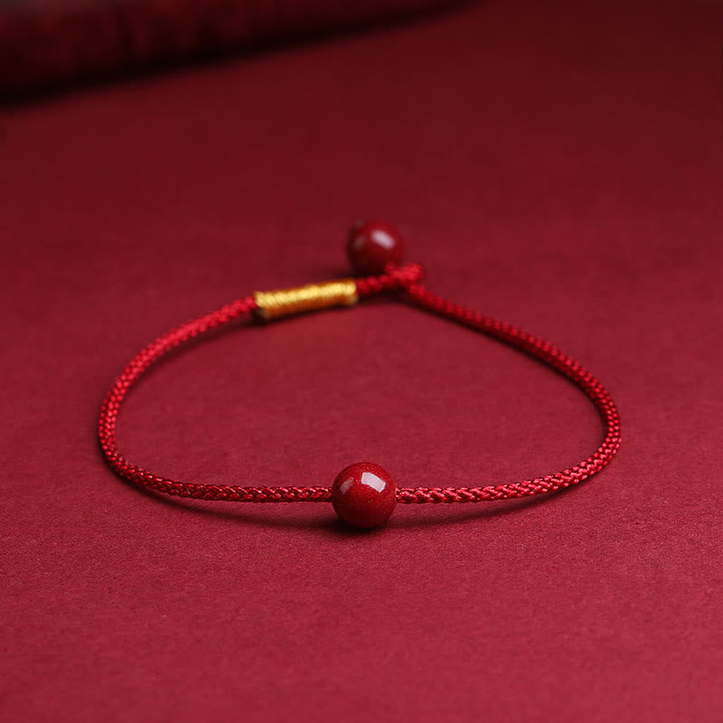 Fortune Jewel Natural Cinnabar Red Agate Blessing Red String Bracelet
