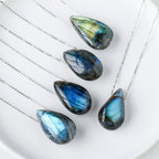 Fortune Jewel Labradorite Water Drop Support Healing Necklace Pendant