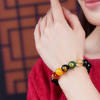 Fortune Jewel Gold Sheen Obsidian Rainbow Obsidian Black Obsidian Five Directions Gods of Wealth Bracelet