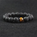 Fortune Jewel Lava Rock Tiger Eye Stone Peace Healing Bracelet