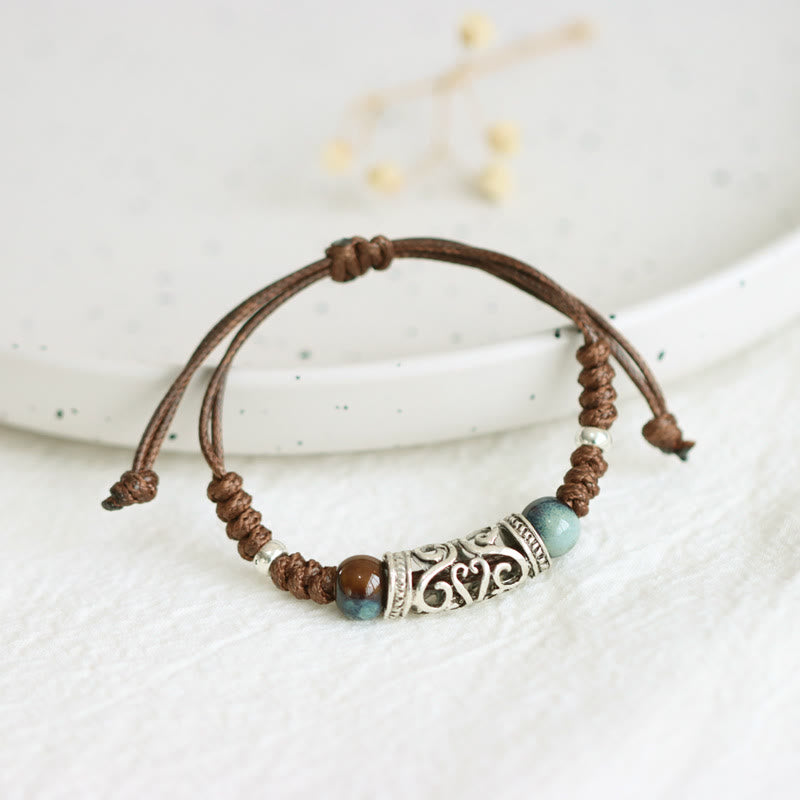 Fortune Jewel Tibet Ceramic Bead Wealth String Bracelet