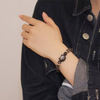 Fortune Jewel Gold Sheen Obsidian Silver Sheen Obsidian Lovely Paw Lucky Cat Protection Bracelet