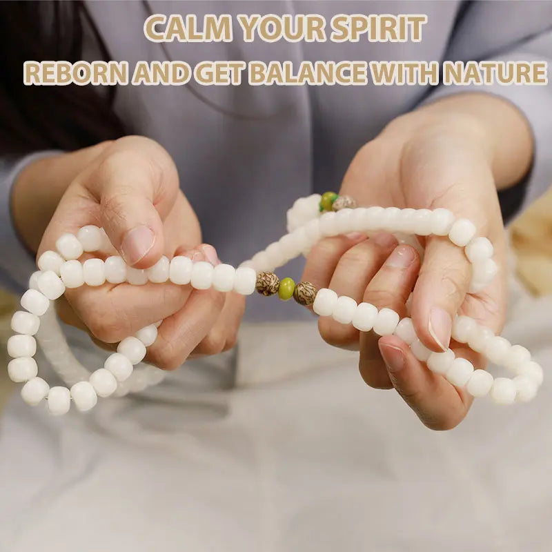 Buddha Stones "Hoping for Serenity and Mindfulness" Bodhi Lotus Mala Includes Gift Message Card Fortune Jewel