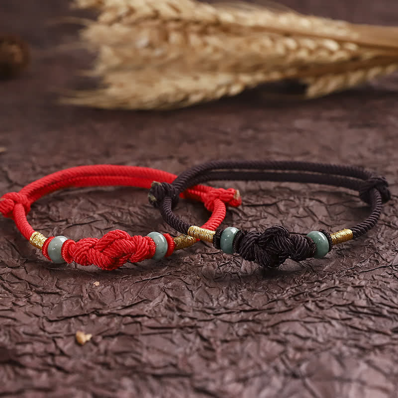 Fortune Jewel Red String Jade Luck Fortune Knot Braided Couple Bracelet
