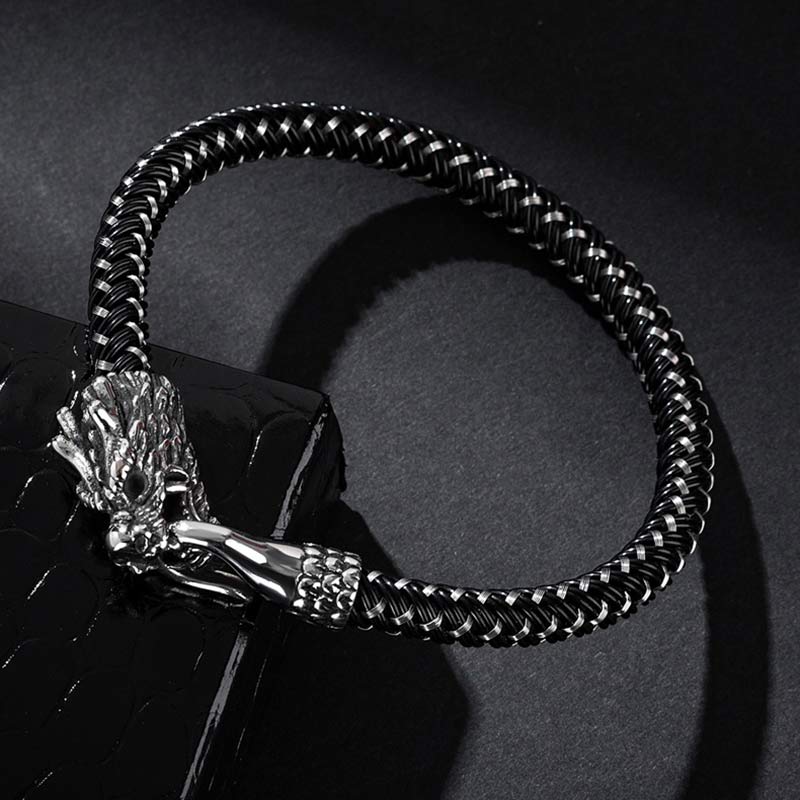 Fortune Jewel Dragon Titanium Steel Protection Luck Bracelet Fortune Jewel