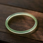 Fortune Jewel Natural Green Chalcedony Strength Courage Cuff Bangle Bracelet