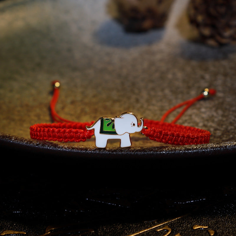 Fortune Jewel Tibetan Handmade 925 Sterling Silver Lucky Elephant Red String Bracelet