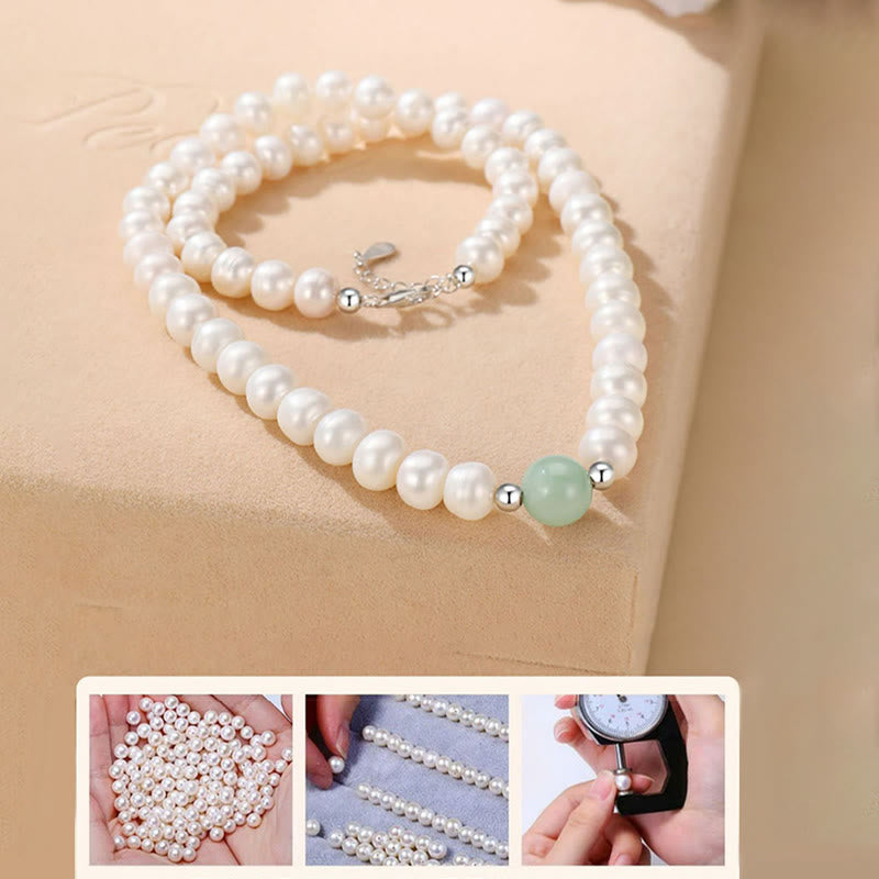Fortune Jewel 925 Sterling Silver Natural Pearl Jade Healing Necklace Bracelet Earrings With Gift Box