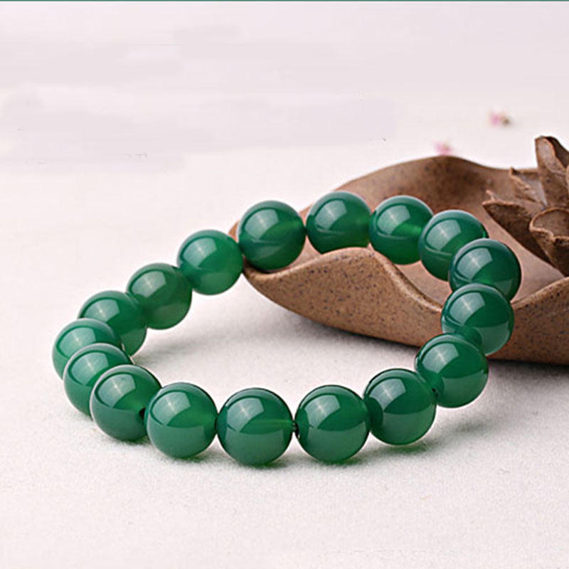 Fortune Jewel Natural Green Agate Support Bracelet