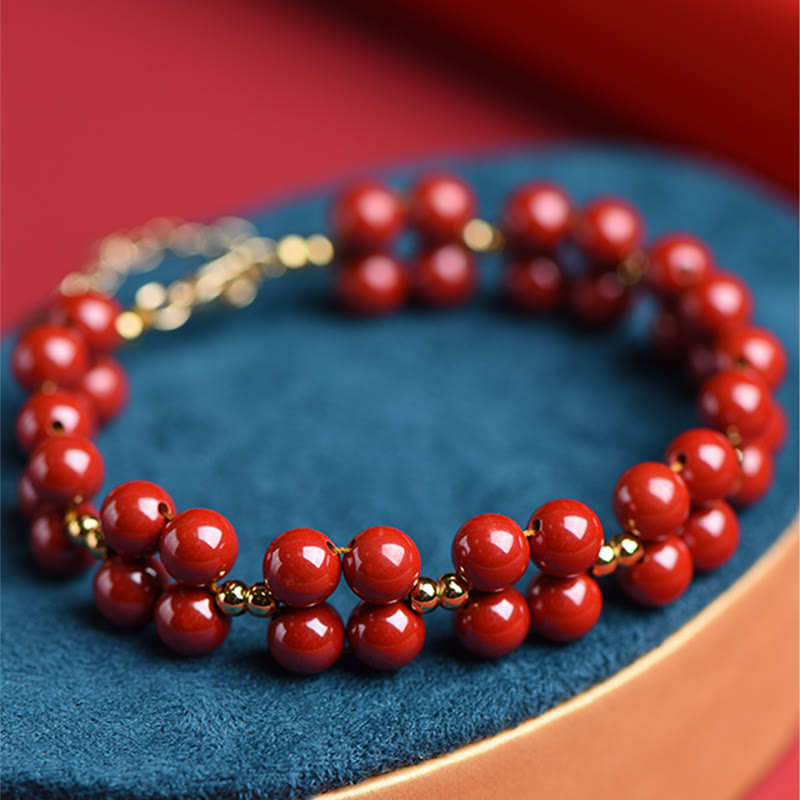 Fortune Jewel Natural Cinnabar Beaded Blessing Bracelet