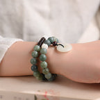 Fortune Jewel Cyan Bodhi Seed Lotus Jade Peace Buckle Wisdom Double Wrap Bracelet