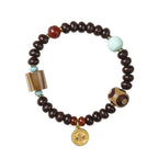 Fortune Jewel Natural Tibet Purple Bodhi Seed Dzi Bead God of Wealth Wisdom Bracelet