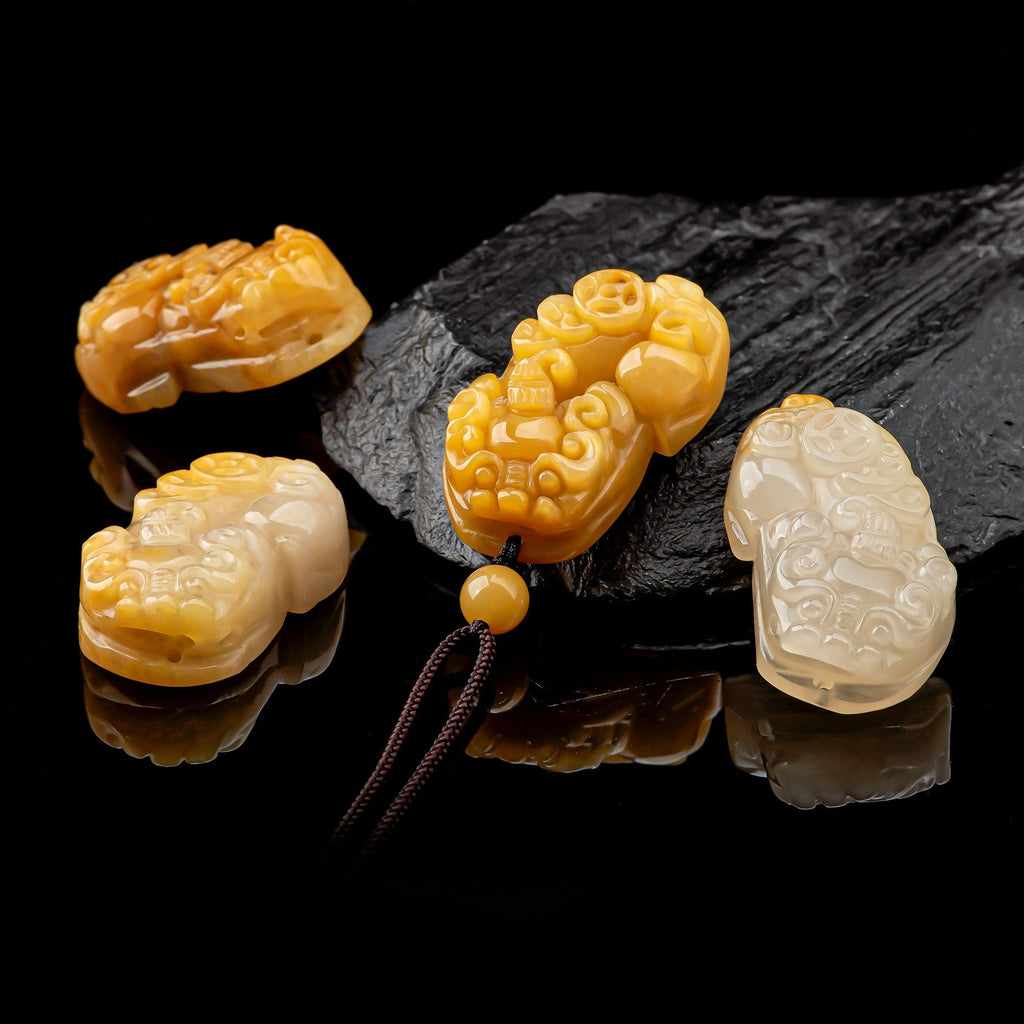 Natural Xinjiang Golden Silk Jade Pi Xiu Pendant – Hand-Carved Wealth & Protection Jade Charm, Unisex