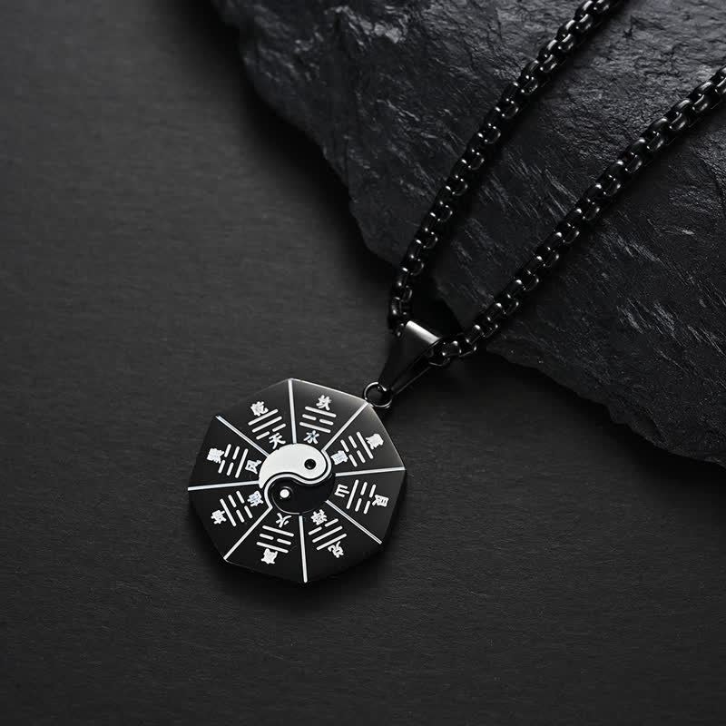 Fortune Jewel Bagua Yin Yang Titanium Steel Balance Necklace Pendant Fortune Jewel